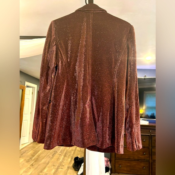 Tahari Bronze Shine One-Button Blazer - Picture 7 of 13